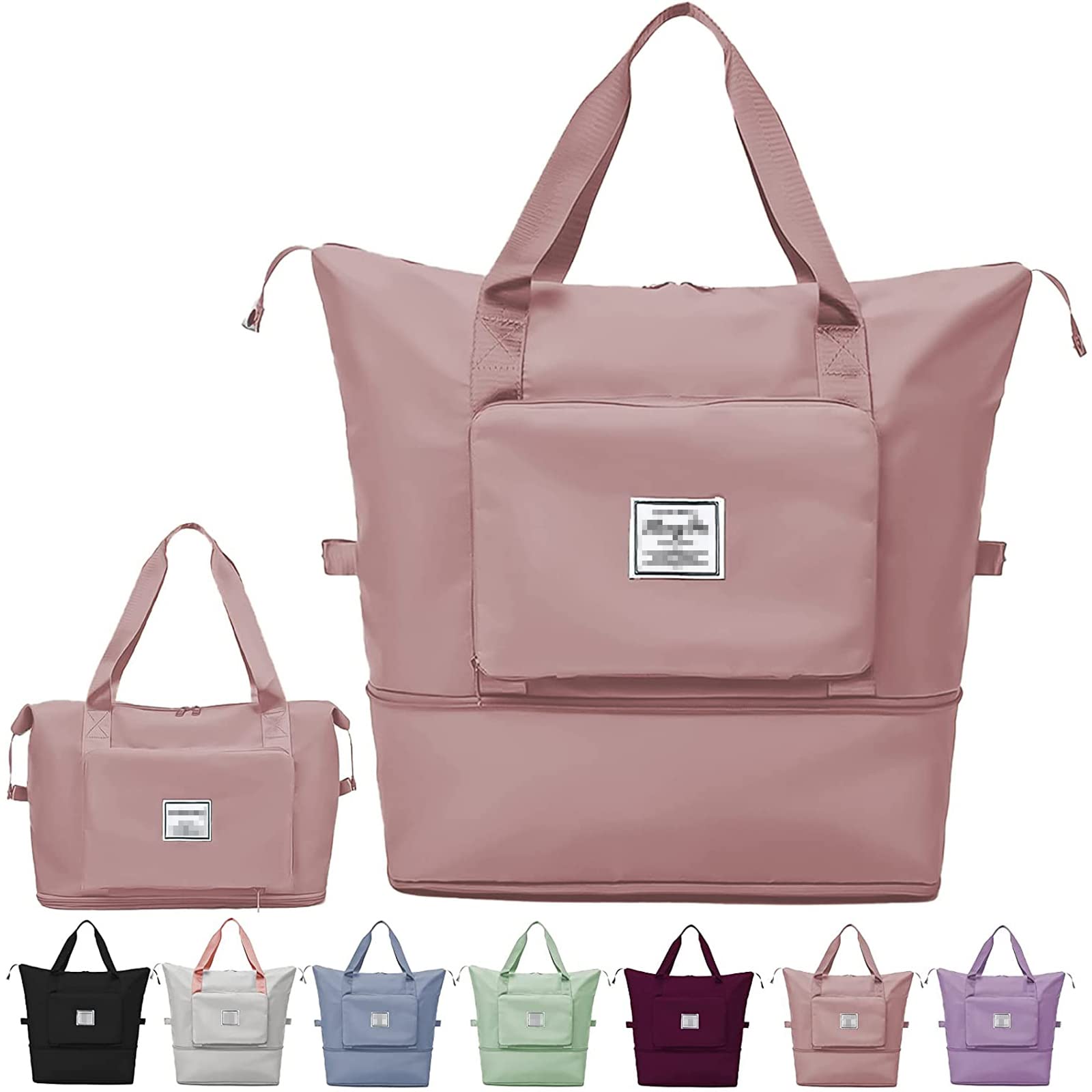 Large Capacity Folding Travel Bag,Portable Foldable Travel Lightweight Waterproof Oxford Fabric Duffel Bag Carry Luggage Bag for Expandable Weekender Sports, Gym, Vacation (Pink)