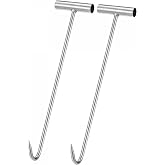 uxcell 15.35inch T-Handle Meat Boning Hook, Galvanized t Hooks 2Pcs | Meat hook for Kitchen Butcher Shop Restaurant