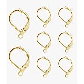 14K Gold Sterling Silver Leverback Earrings Hooks - 8 Pcs Hypoallergenic Earrings Leverback French Hooks - Dangle Hooks French Huggie Hoop Sterling Silver Findings Supplies for Jewelry Making