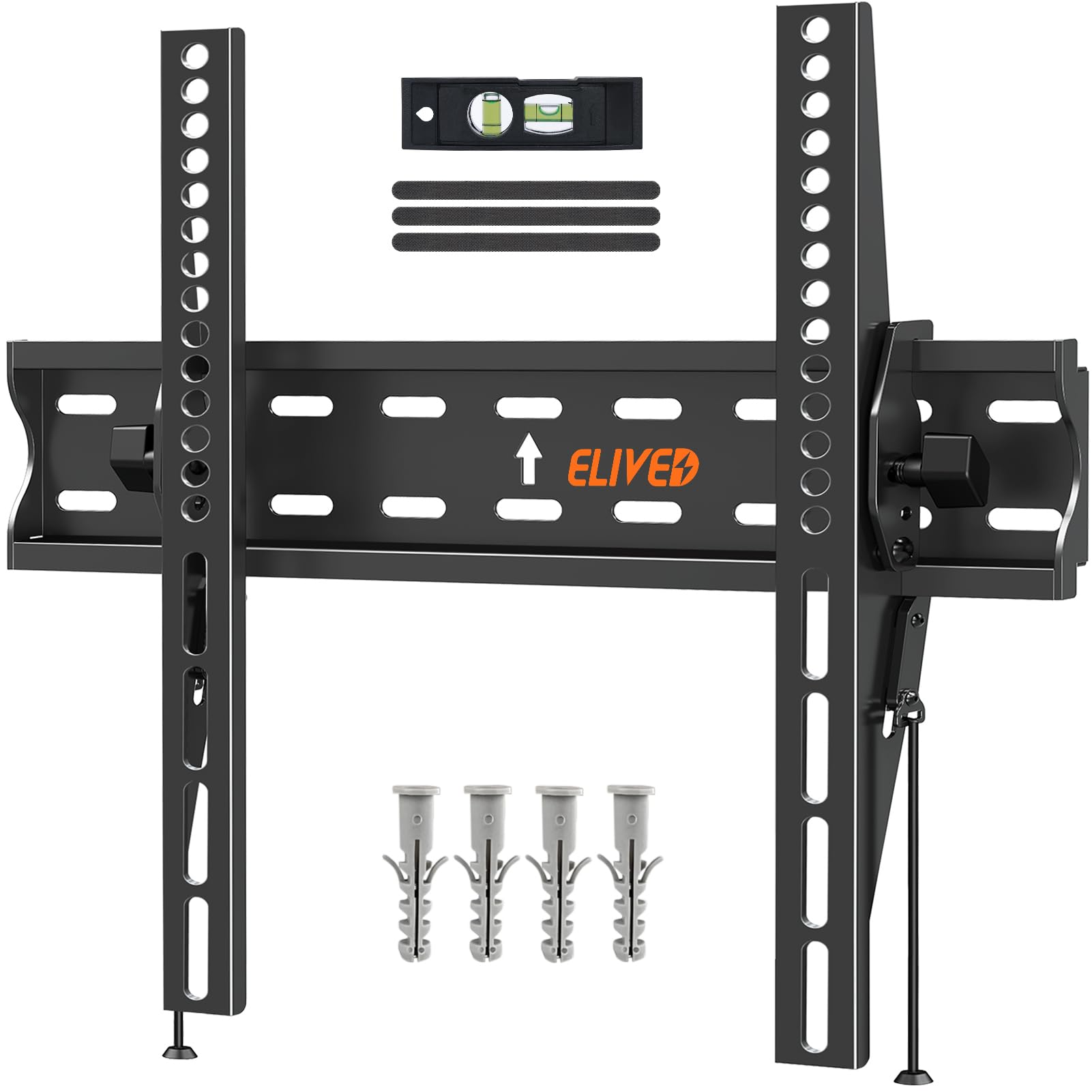 ELIVED Tilt TV Wall Bracket, Ultra Slim TV Mount for Most of 26-60 inch Flat or Curved LCD, LED, OLED tvs with VESA 75x75mm-400x400mm up to 45KG, Tool-free Adjustable Tilting EV007