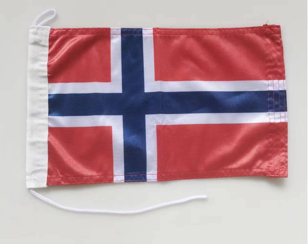 Premium Boat Flag 8 x 12 Inch Fabric Weight - Printed Heavy Duty with Knit and Loop Flag maritime by 8x12 Inch (Norway)