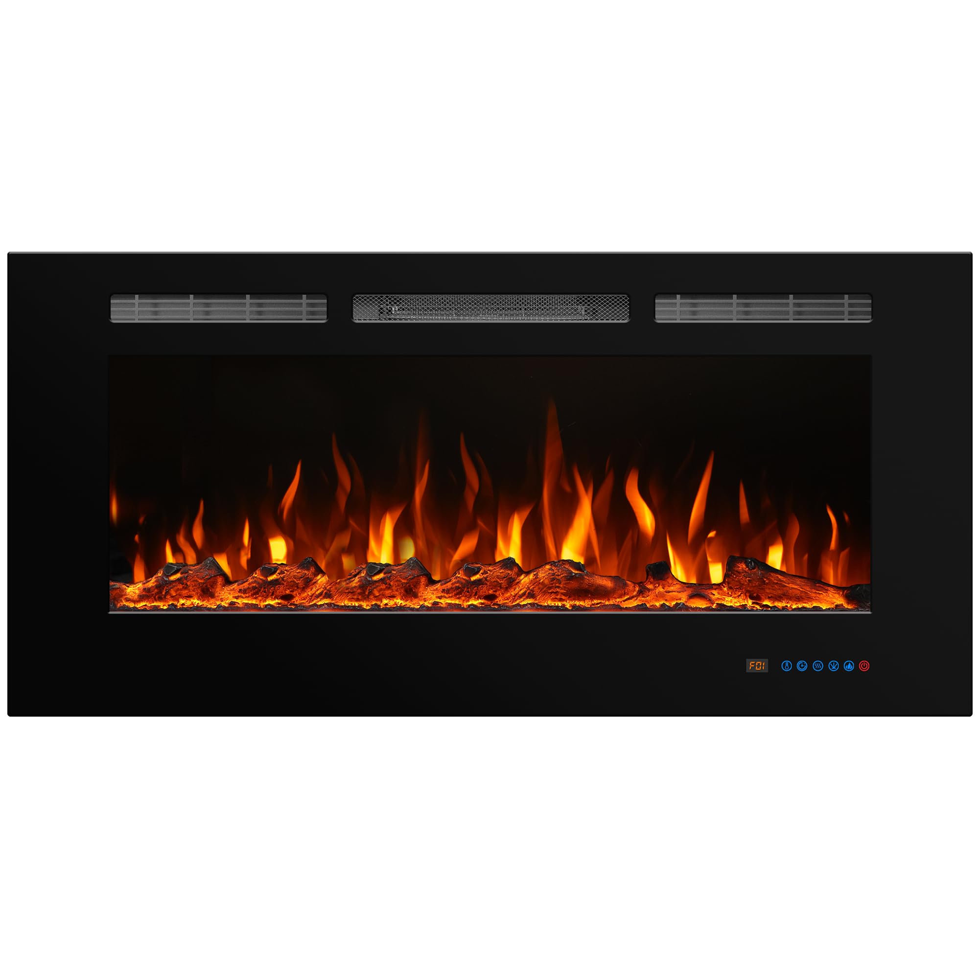 Photo 1 of 45'' Electric Fireplace Inserts, Recessed & Wall Mount Electric Heater and Linear Fireplace with Remote Control, Adjustable Flame Color, Temperature, Hard Wired & Plug in