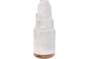 Himalayan Glow Selenite Crystal Lamp 20 cm, Hand Curved Moroccan Charging Station, Crystals and Healing Stones, Electric Cord with Dimmer Switch For Home Decor & Spiritual Protection 4-7 Lbs