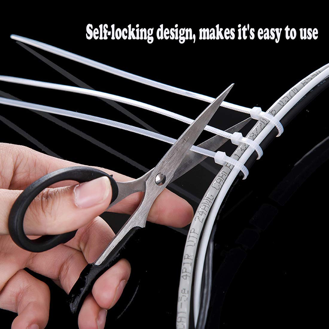 Neicoh Nylon Zip Ties (Pack of 100) 8 Inch with Self Locking Cable Ties (White)