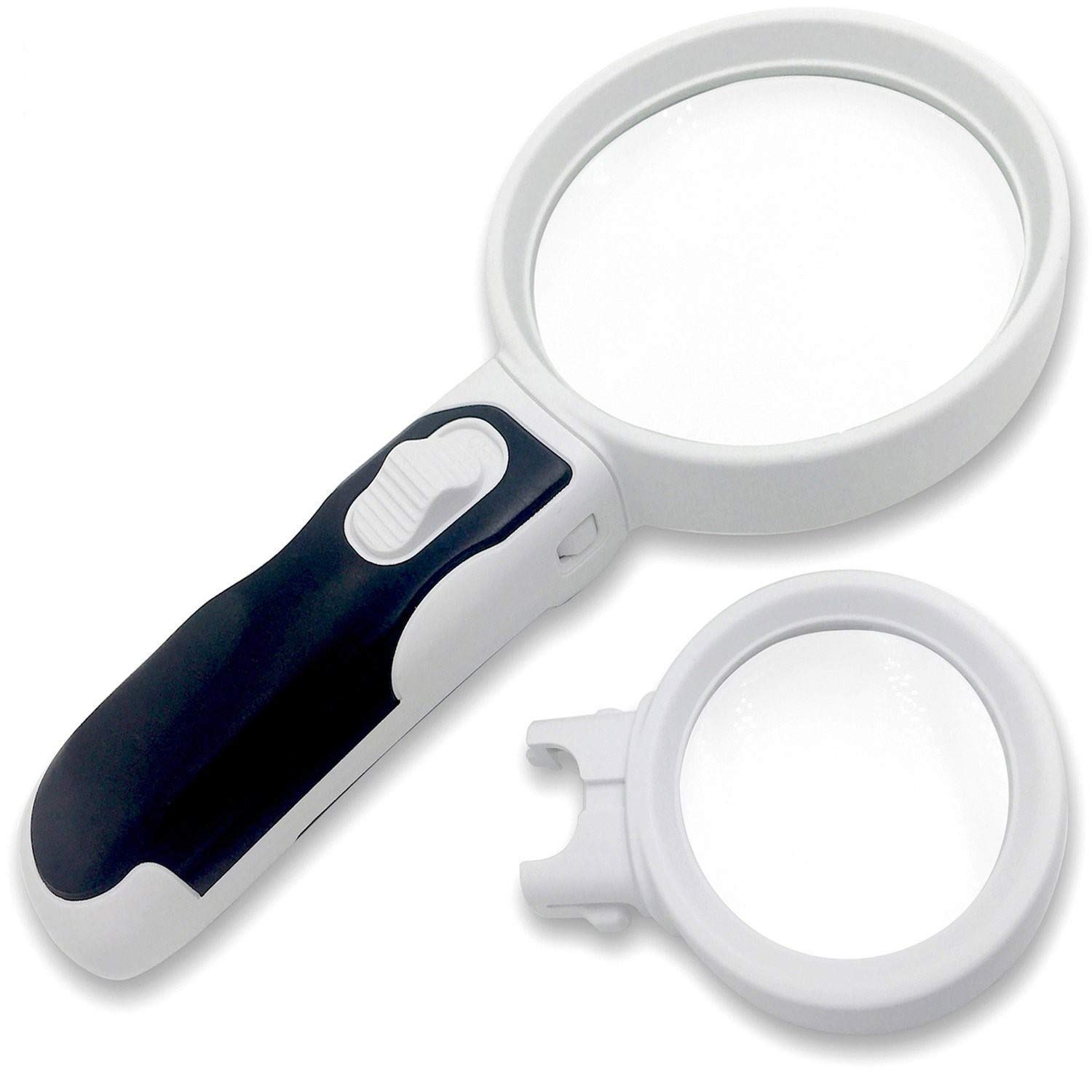 EUROXANTY - High Magnification Magnifier with LED Light, 3X and 5X - Large Illuminated Lens for Reading Books, Newspapers, and Jewelry