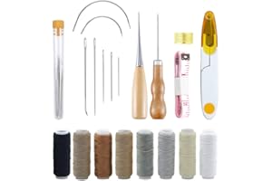 Anxingo 29 Pcs Leather Craft Hand Stitching Sewing Tools Kit Hand Sewing Needles Canvas Thread and Needles for DIY Crafts and