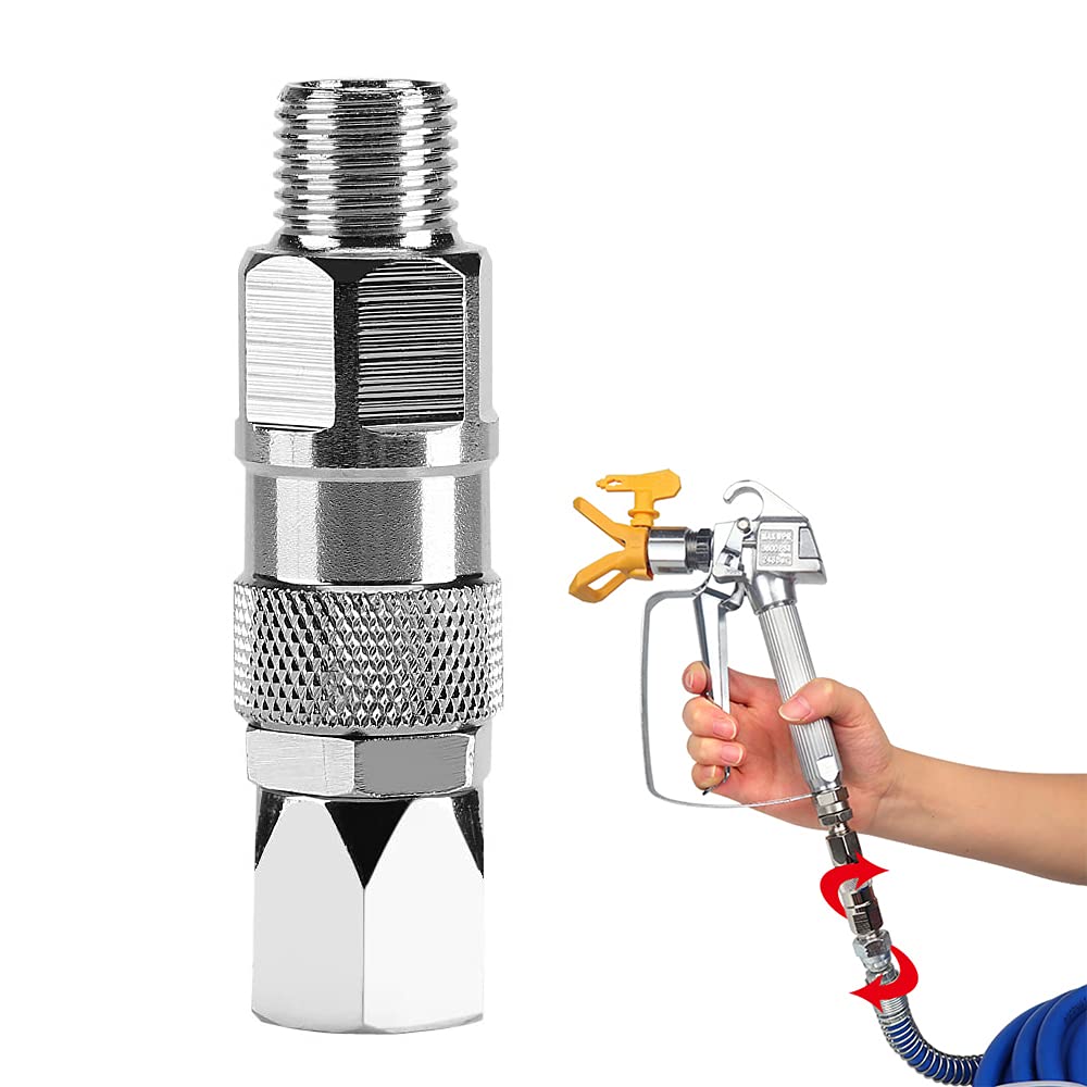 Photo 1 of Sprayer  1/4-Inch 360 Degrees Rotate Stainless Steel Airless High Pressure Spray Gun Hose Swivel Joint Connector Accessories for Graco Paint Sprayers Hose