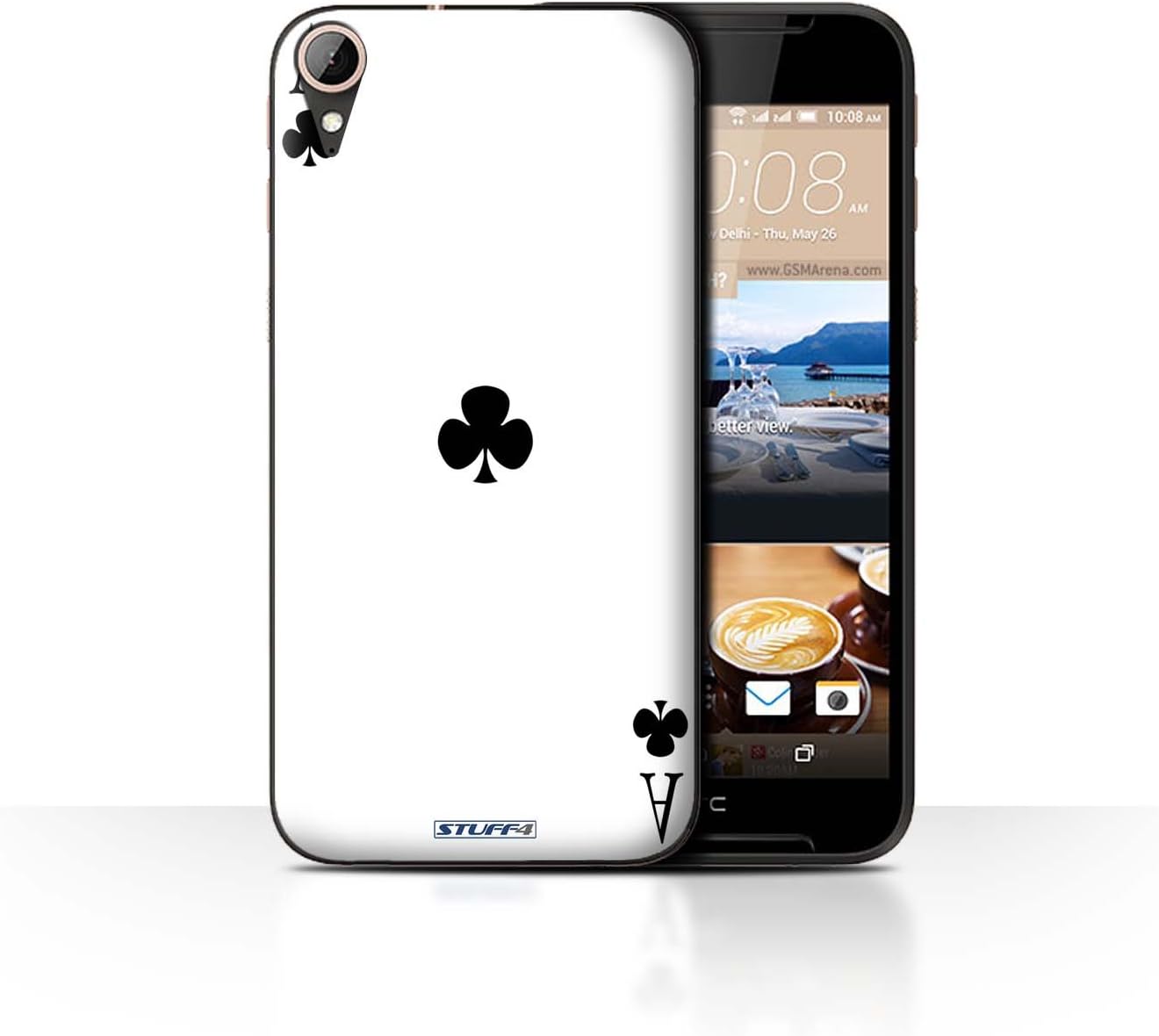 Stuff4 Phone Case for HTC Desire 830 Playing Cards Ace of Clubs Design Transparent Hard Cover