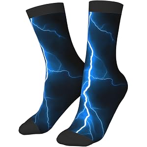 ARELIDCA Lightning Bolt - Indigo Kids Socks Breathable Athletic Crew Socks for Boys Girls