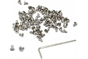 iexcell 100 Pcs M2 x 4mm Thread Pitch 0.4 mm Stainless Steel 304 Hex Socket Flat Head Cap Screws Bolts Kit