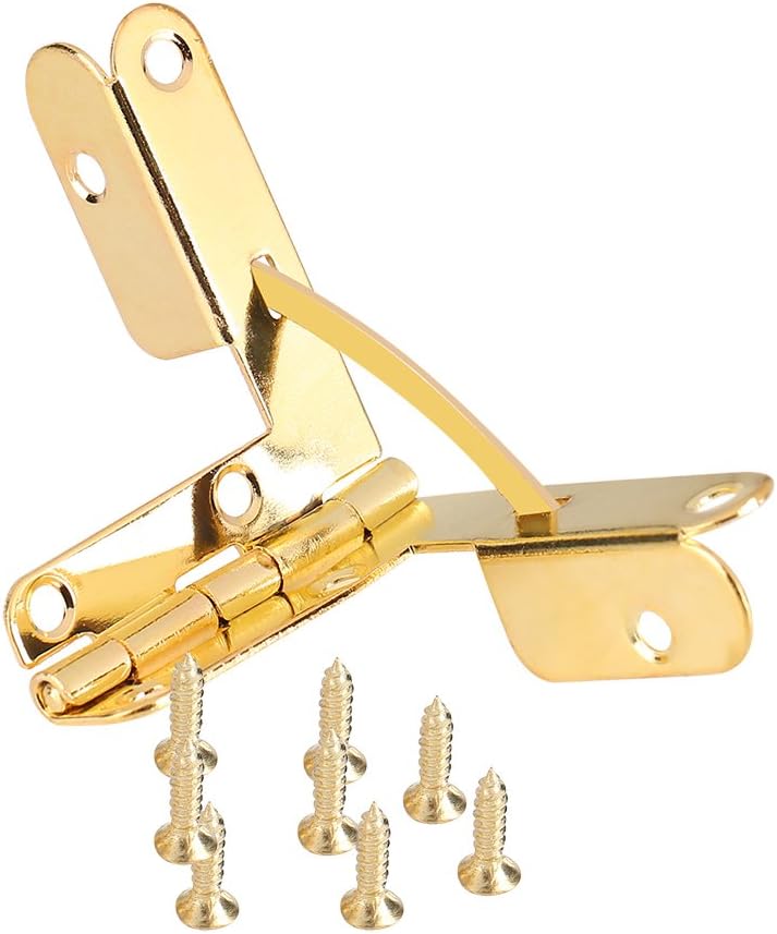 20 Pack 90 Degree Mortise Spring Hinges for Jewelry Cases Wine Boxes Watch Storage with Angle Support Gold Finish Door Closers