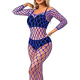 ChiaoLezhee Exotic Fishnet Bodystocking, Rave Glow Outfits, One Size, Sheer Mesh Dancewear Sexy Jumpsuit Plus Wear Dancer