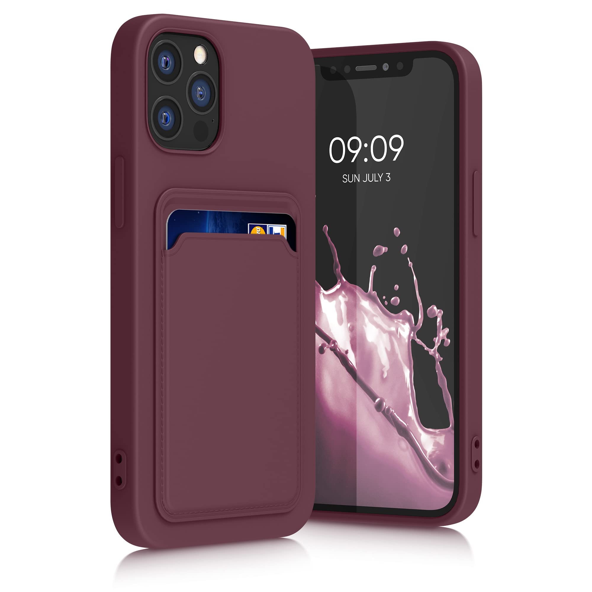 kwmobile Case Compatible with Apple iPhone 12 / iPhone 12 Pro Case - TPU Phone Cover with Credit Card Holder - Tawny Red — image 1