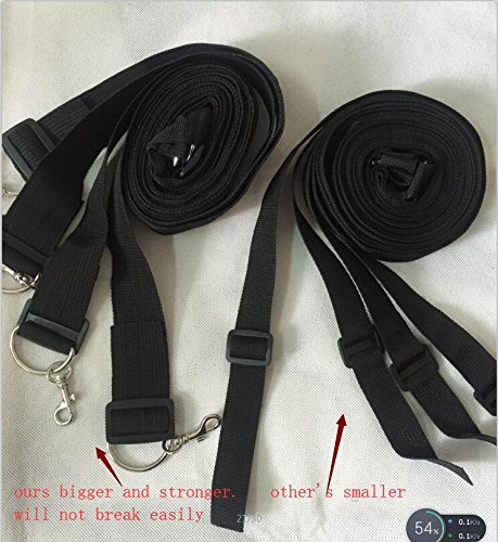 Handcuffs - Under Bed System (5 in 1) - Hand Cuffs Set Including Soft Adjustable Hand Ankle Wrist Leg Cuffs, Eye Mask Blindfold & Other Fun Toys - Handcuffs For Women Men (Black)