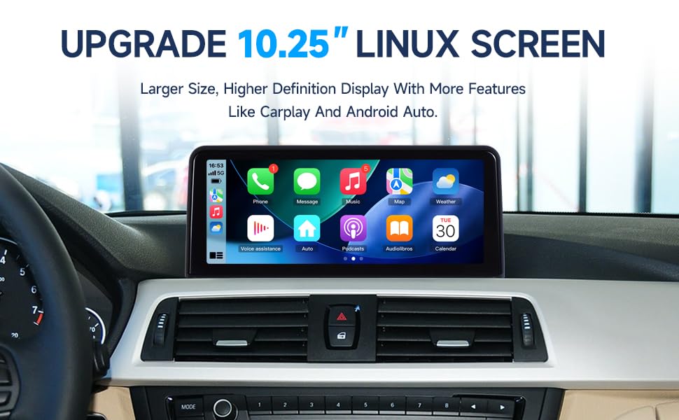 VIBEX 10.25 Inch Car Radio Carplay Wireless & Android Wireless Car Radio for BMW 1 2 Series F20/F21/F22/F23 2012-2016 with NBT System, Touchscreen Stereo Receiver with AirPlay Link, Siri