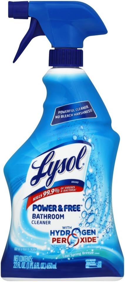 Lysol Power and Free Bathroom Cleaner Ounce, Blue, White, Fresh Clean,Spring Breeze, 22 Fl Oz