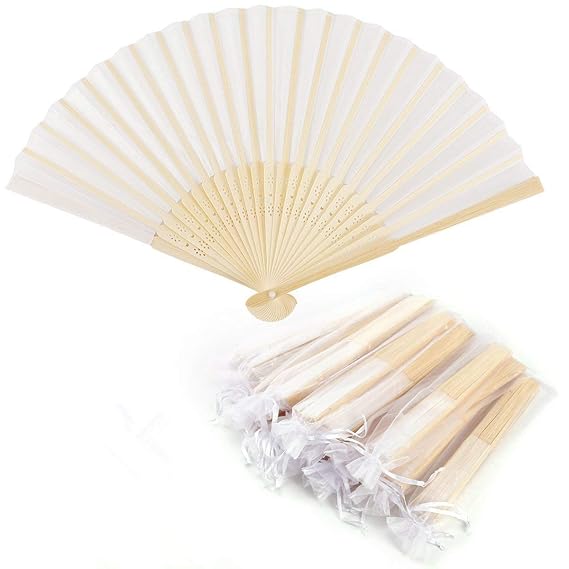 Dproptel Seide Hand Fächer Bambus Taschenfächer Stofffächer Hochzeit Zubehör & Gefälligkeiten Handventilator Faltbare Fan mit