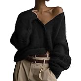 Arssm Womens Fuzzy Cardigan Sweater V Neck Cardigans Button Down Fluffy Knit Top Fashion 2026 Knitwear
