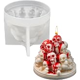 ZQYSING Skull Candle Mold, 3D Halloween Candle Mold Stacked Skeletons Head | Skull Silicone Molds for Epoxy Resin, Craft Plaster, Handmade Soap, DIY Gift Halloween Decor NonStick Silicone Halloween Mold