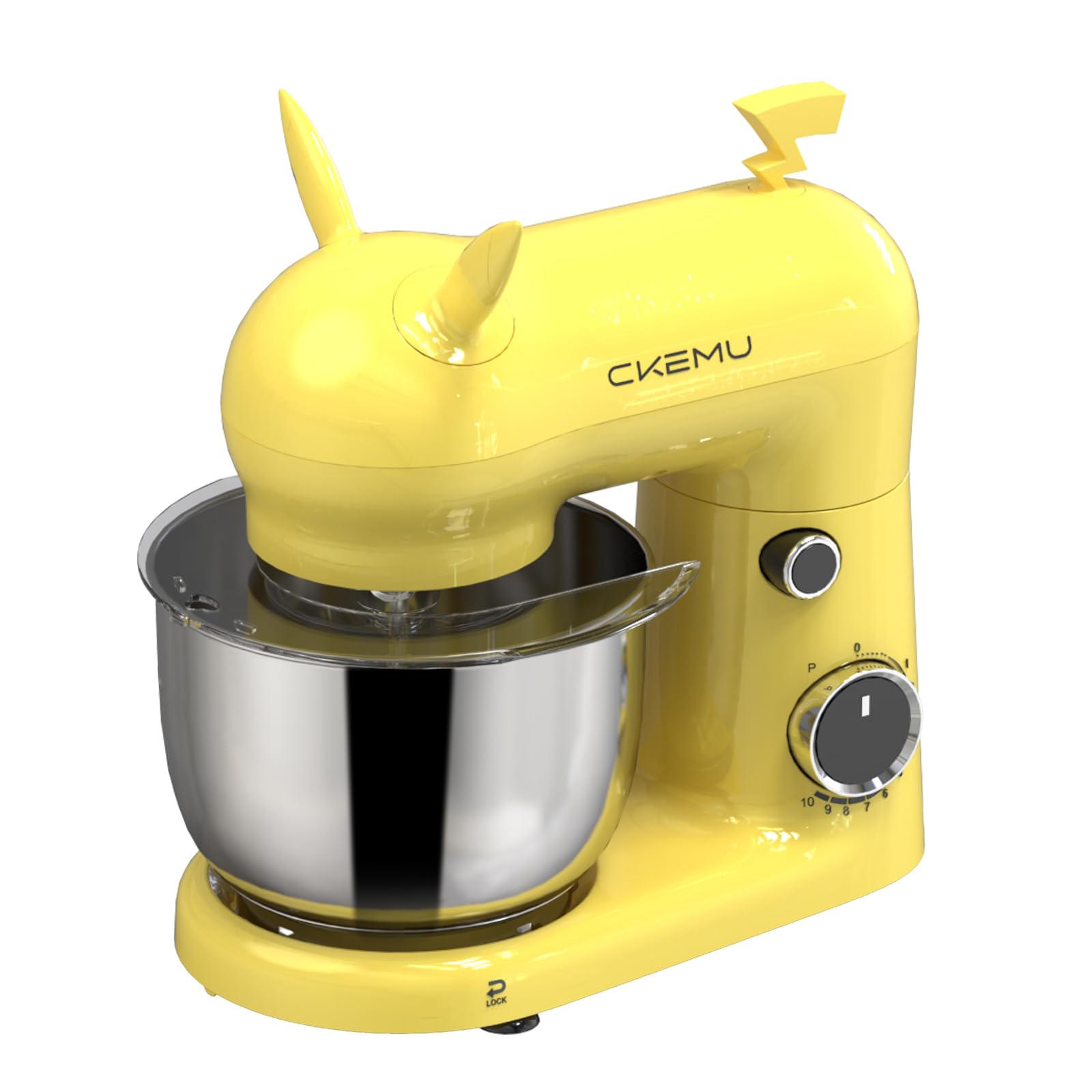 Photo 1 of CKEMU Stand Mixer, Compact & Space-Saving, Stainless Steel Bowl, Unique & Playful Design, Effcient Motor, Dishwasher-Safe Attachments, SM-2549A (Yellow)
