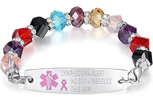 mnmoom 7.5 inch interchangeable Medical id bracelets for Women beads Medical alert bracelets with customize engraving