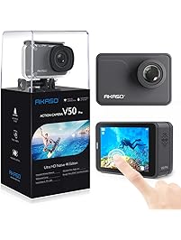 AKASO V50 Pro Native 4K/30fps 20MP WiFi Action Camera with EIS Touch Screen Adjustable View Angle 30m Waterproof Camera Support External Mic Remote Control Sports Camera with Helmet Accessories Kit