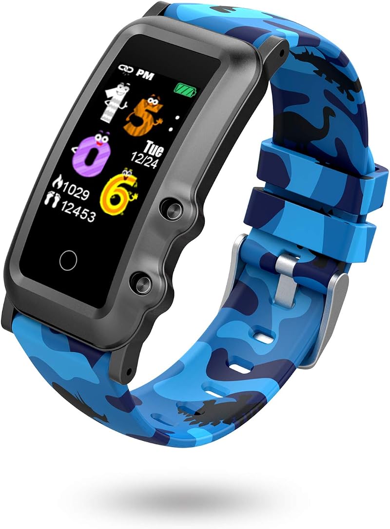 BIGCHINAMALL Kids Fitness Tracker Smartwatch Heart Rate Water Resistant Blue