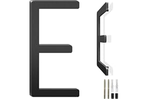 SPNO1-MS 5 Inch Floating Aluminum House Address Numbers Letters, Modern Metal House Numbers for Outside, Black Metal Door Address Letter and Number for Home Garden Office Apartment (E)