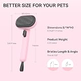 Aumuca Cat Brush with Release Button Pink Grooming Tool Long Short Hair view 9