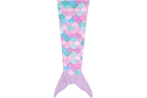 PALJACA Mermaid Tail Blanket for Kids Soft Wearable Blankets Super Plush Flannel Sleeping Snuggle Blanket Gifts for Girls 4~12 Year