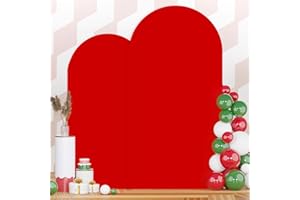 PATYDEST Set of 2 Wedding Arch Cover 7.2ft 6ft Red Arch Cover Chiara Backdrop Cover Spandex Fitted Arch Backdrop Stand Cover Balloon Arch Covers Stretchy Backdrop for Baby Shower Birthday Party Decor