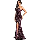 TOLEEN Women's Formal Bodycon Sequin One Shoulder Curvy Dresses Prom Dresses Elegant Evening Party Maxi Dresses
