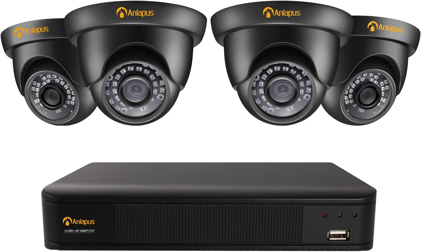 Anlapus H.265+ 8CH FHD 1080P DVR Vidéo Surveillance 4pcs Caméra de Surveillance Extérieure IP66