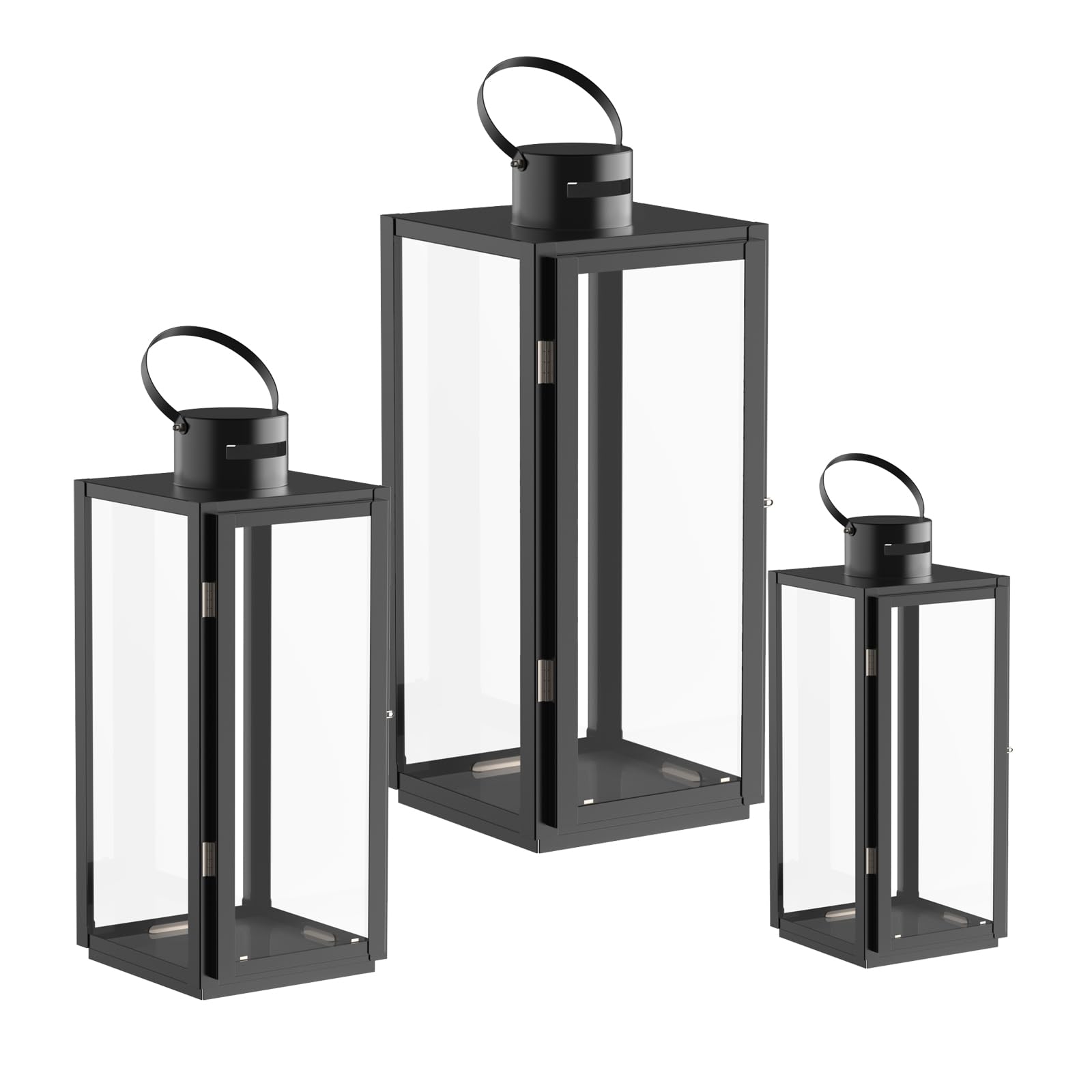 Photo 1 of Matico Stainless Decorative Candle Lantern Set of 3, Hanging Decor Hurricane Lantern Candle Holder