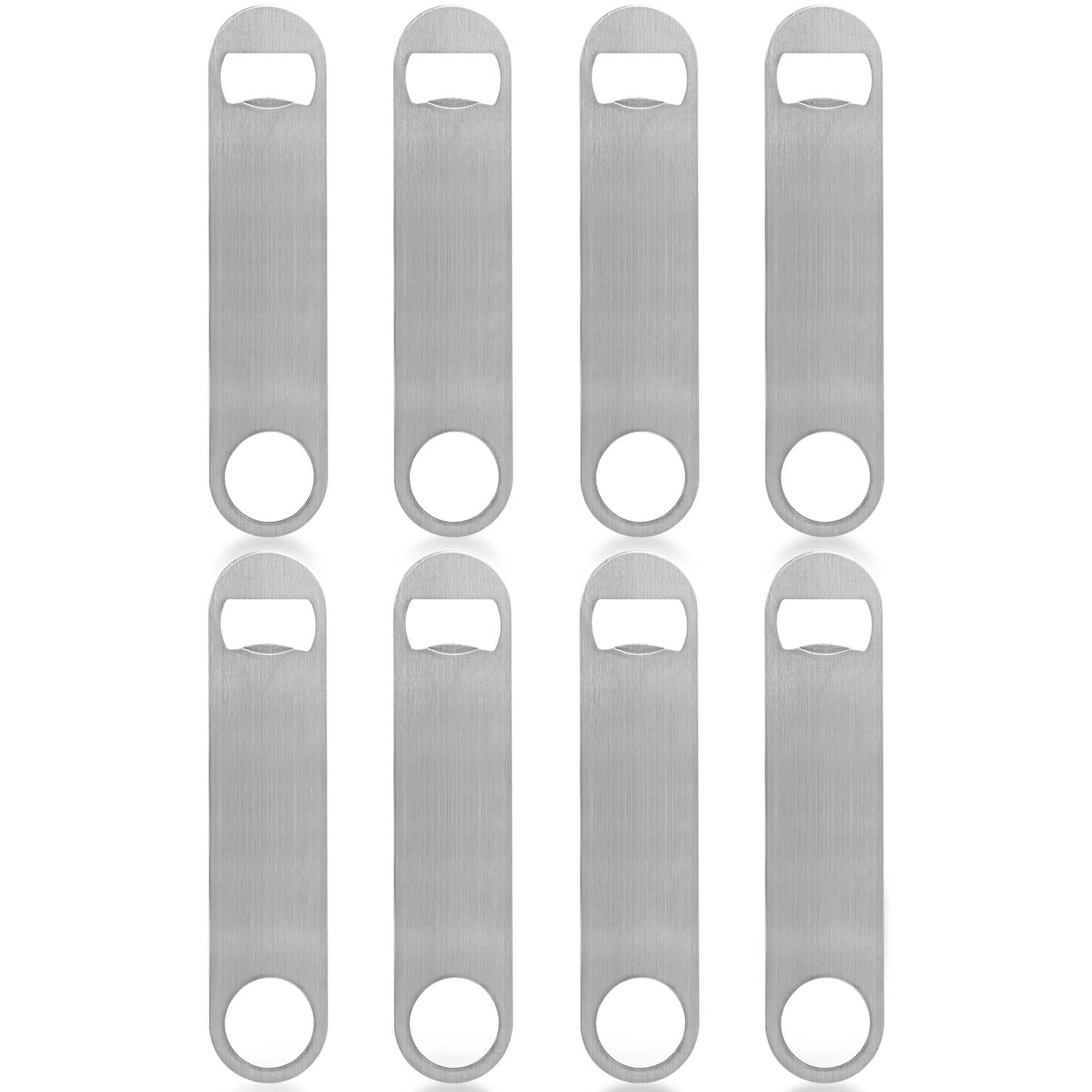 KISEER Heavy Duty Stainless Steel Flat Bottle Opener, 8 Pack Beer Bottle Opener for Kitchen, Bar or Restaurant