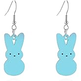 Easter Earrings Wooden Bunny Rabbit Eggs Gnome Drop Dangle Earrings Holiday Jewelry for Women