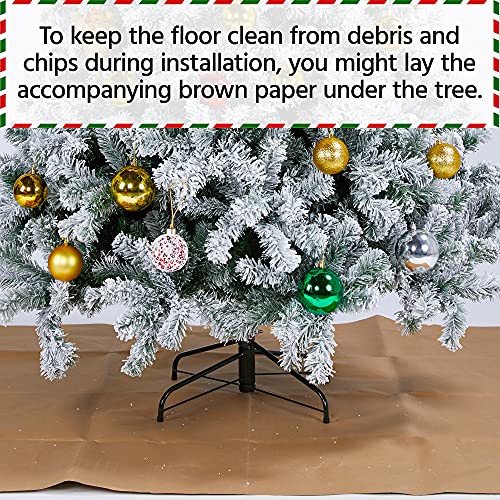 Yaheetech 7.5ft Premium Snow Flocked Hinged Artificial Christmas Fake