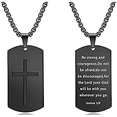 Rnivida Men's Bible Verse Cross Tag Pendant Necklace, Stainless Steel Christian Inspirational Necklace Jewelry for Men