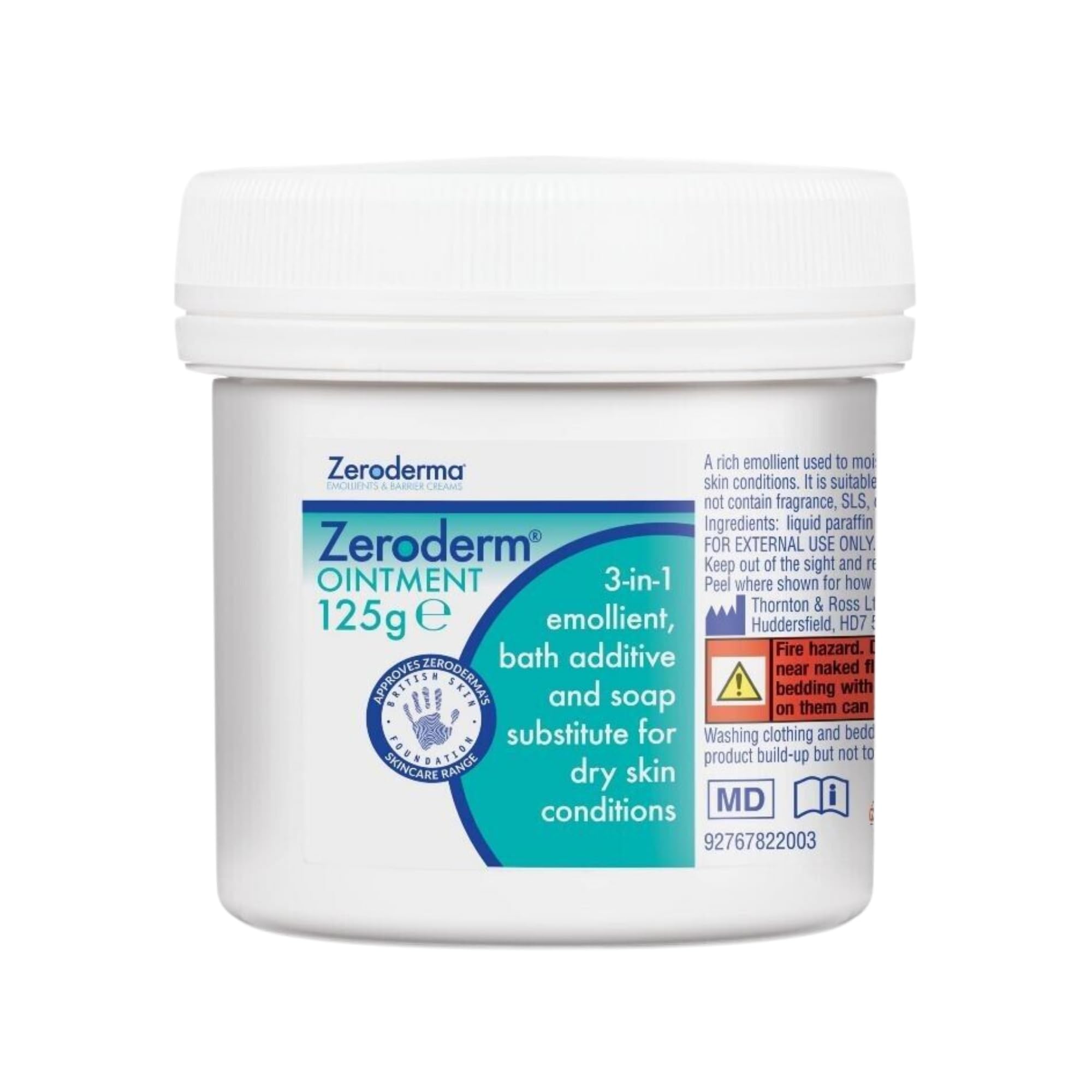 Zeroderma Zeroderm Ointment, Rich 3-in-1 Emollient, Soap Substitute & Bath Additive, For Dry Skin Conditions such as Eczema, Ichthyosis & other Dry Skin Conditions. 125g