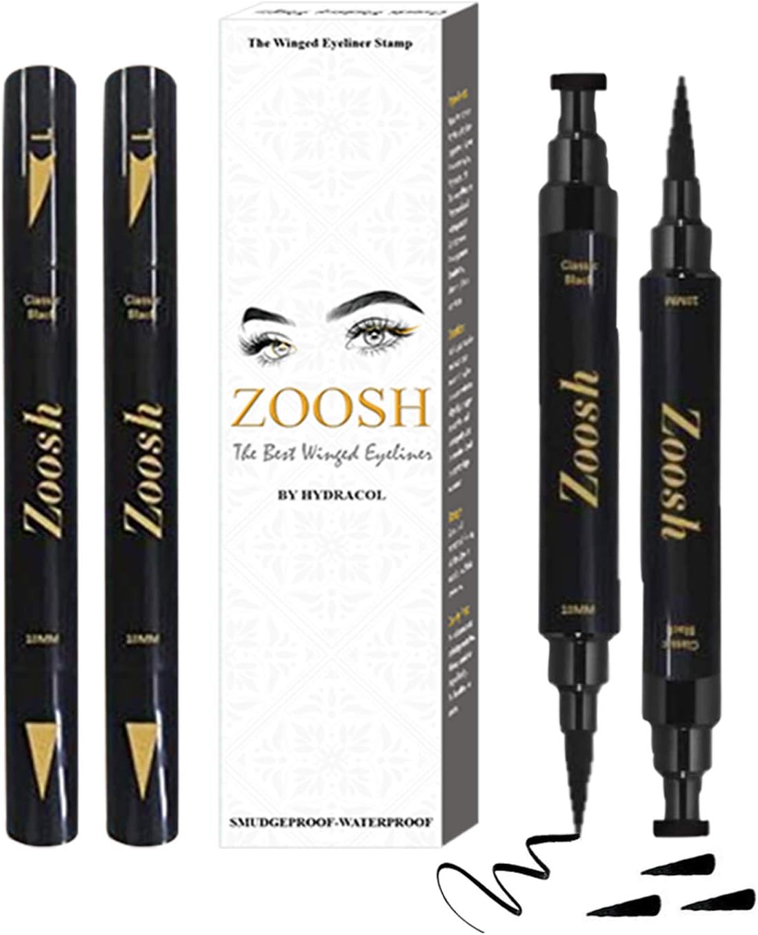 Winged Eyeliner Stamp – Black Eyeliner Stamp Wing, Black Liquid Eye liner Pen, Eye Pencil, Long Lasting, Waterproof, Smudge proof, Cat Pens Stamp, Vamp Stamp, Stocking Stuffer