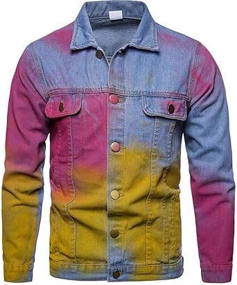 mens color block denim jacket