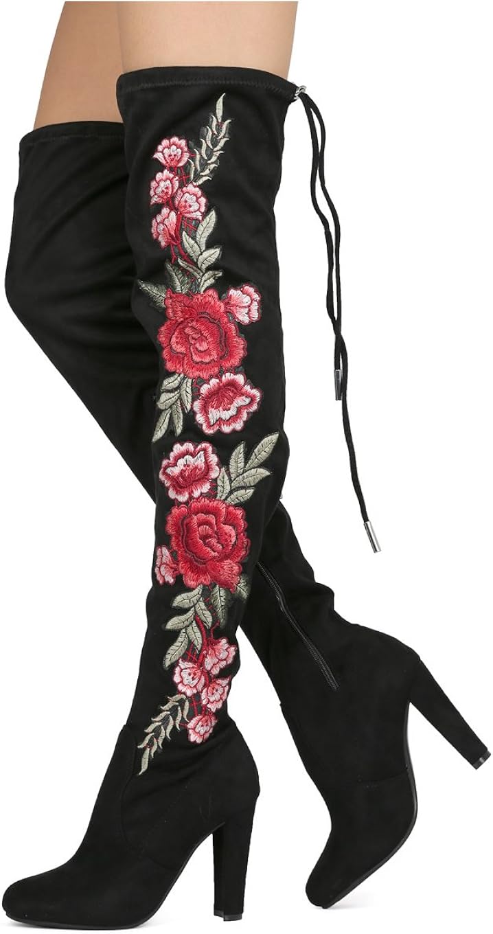 rose thigh high boots