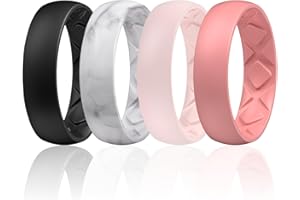 Egnaro Women's Bridal Rings Sets, 6mm Wide, 2mm Thick, Silicone Wedding Rubber Band with Half Size, Inner Arc Ergonomic Breathable Design