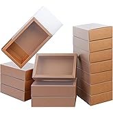 26 PCS Rectangle Drawer Kraft Boxes Small Cardboard Present Packaging Boxes for Party Favor Treats, Candy and Jewelry Crafts, 6.5 x 3.7 x 1.6 inch (Clear frosted, Brown)