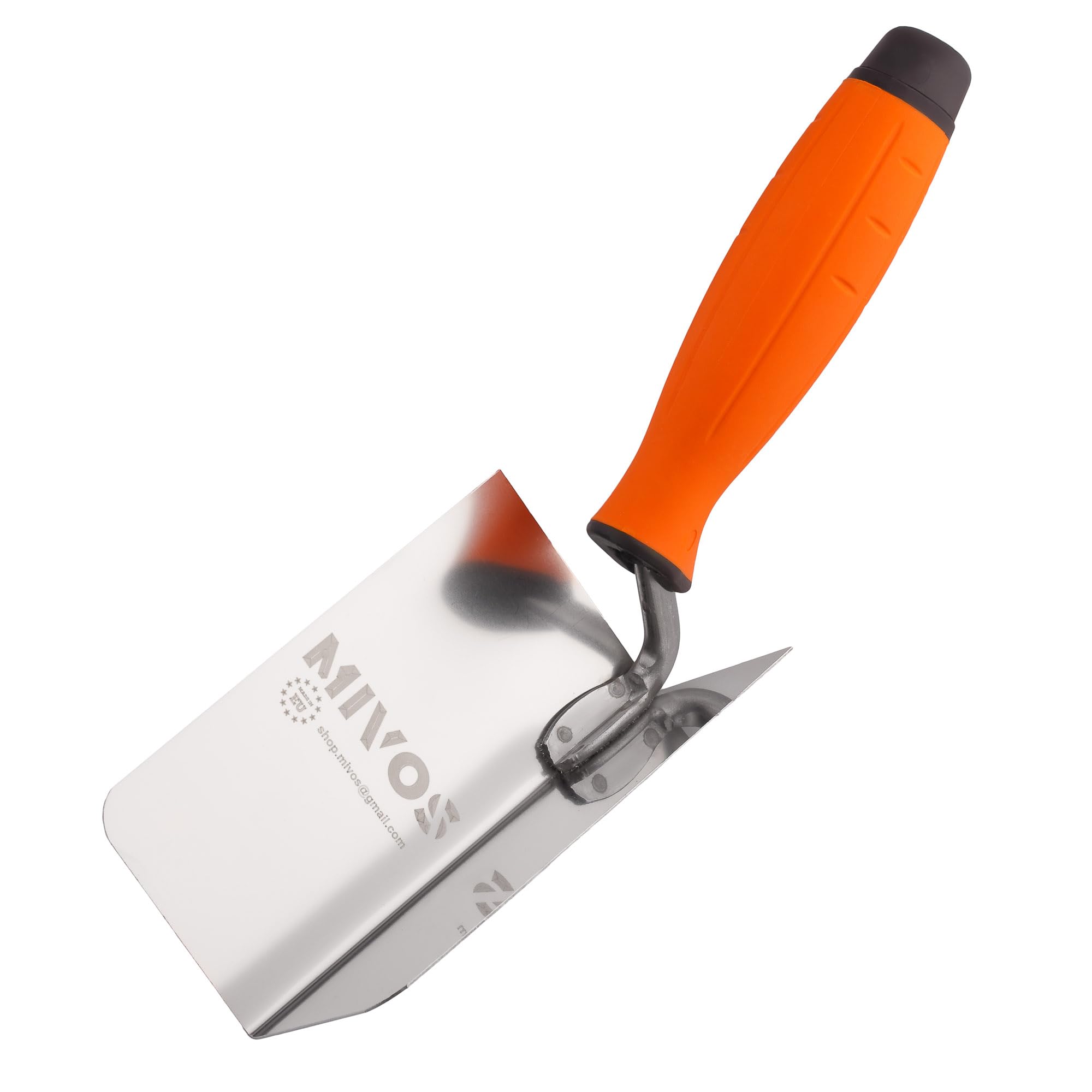 Mivos Corner Trowel Stainless Steel 120 x 60 mm - Inner Corner Trowel Made of Stainless Steel - Inner Corner Spatula with Soft Grip - Corner Trowel for Working Inner Corners in Walls - Made in EU