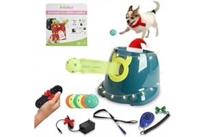 JolyBay Auto Small Dog Ball Thrower for Small & Medium Dogs | Remote Control Launcher Toy with 6 Balls & Accessories – Indoor & Outdoor Use | Dual Power Options – Super Blue