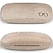 Yulan Hard Shell Glasses Case,Linen Fabric Large Case for Eyeglasses and Sunglasses(Includes Glasses Pouch)(Khaki)
