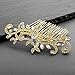Mariell Bridal, Prom or Wedding Crystal Hair Comb in Gold with Vintage Scrolls