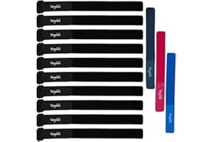 Varylala 10 Pcs Versatile Hook and Loop Securing Straps Tie downs Fastening Stabilizer Straps (1”x24”) – (Black)