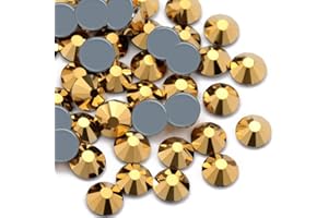 Towenm 1440PCS Hotfix Crystals Glass Rhinestone, Flatback Hot Fix Round Gems Crystal Stones for Clothes Crafts (Mine Gold, SS10 2.8MM)
